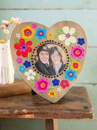 Mini Heart Frame Folk Flower