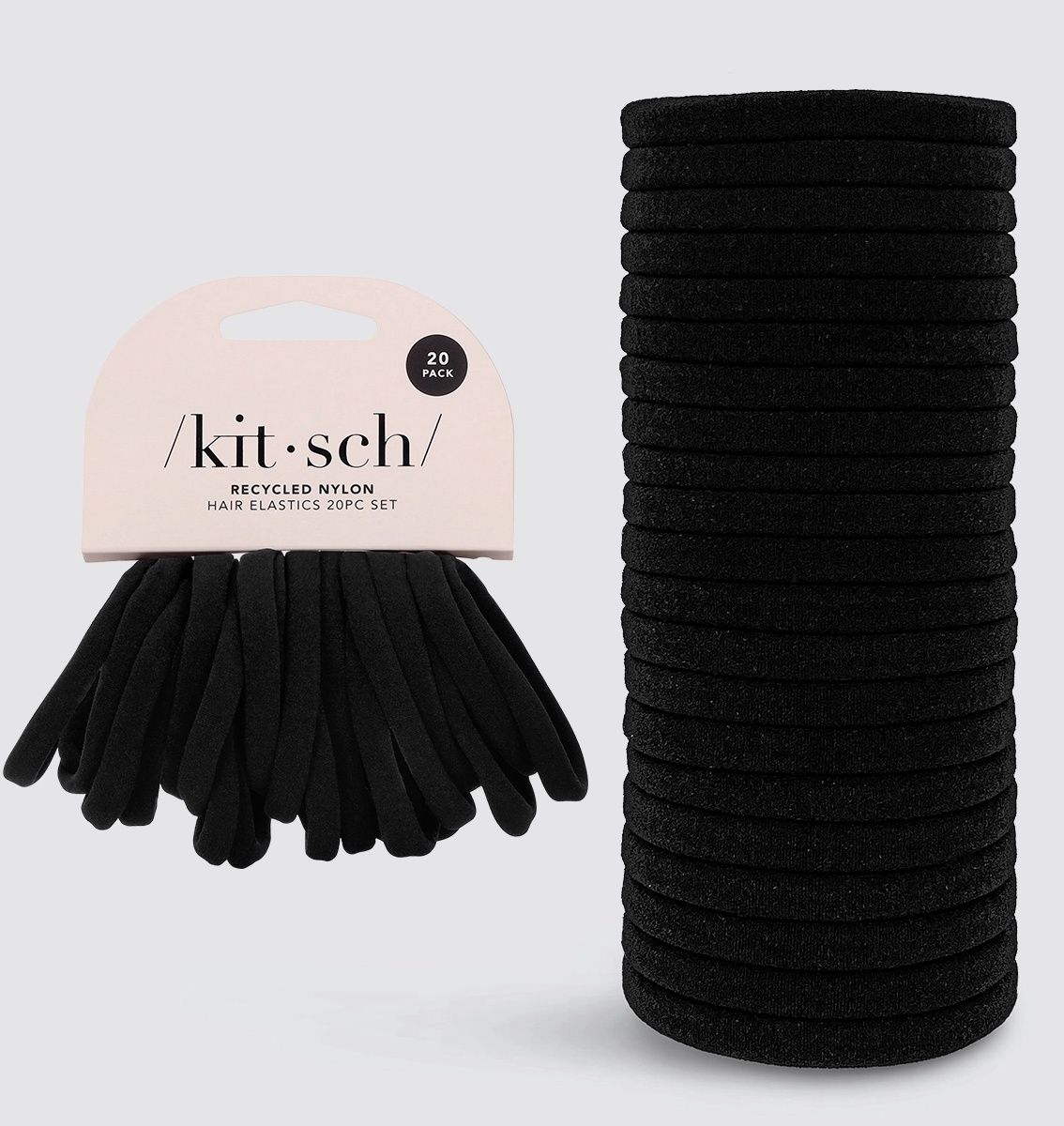 Seamless Elastic Hair Ties 20 Pc Black