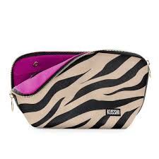 Kusshi Signature Makeup Bag - Zebra With Fuschia Interior