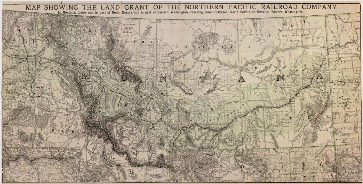 1890 Glass Map Of Montana (Northern Pacific Land Grant)
