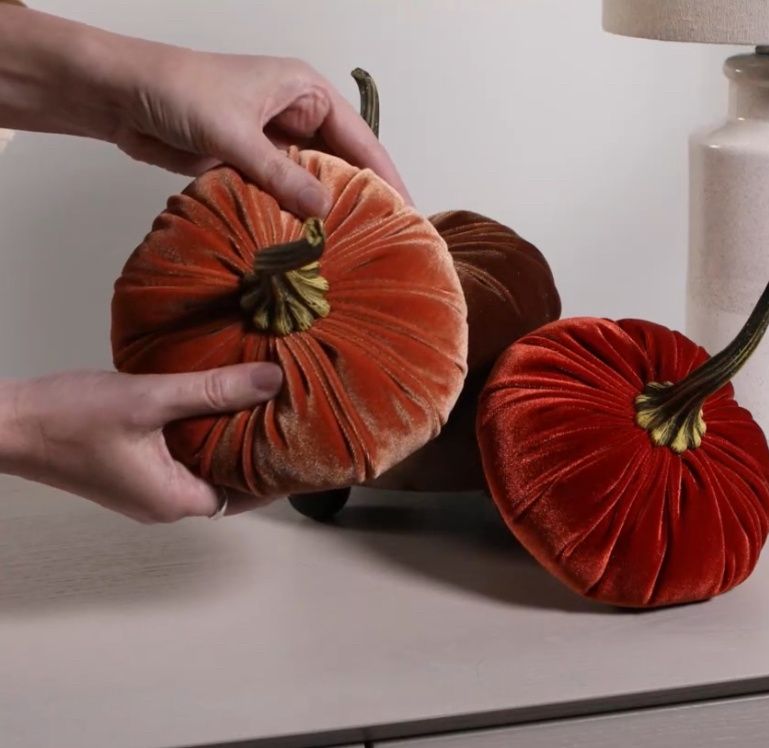 Handmade Large Velvet Pumpkins Assorted Colors