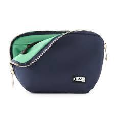 Kusshi Everyday Cosmetic Bag - Navy With Green Interior