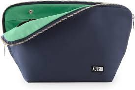 Kusshi Signature Makeup Bag - Navy With Mint Interior