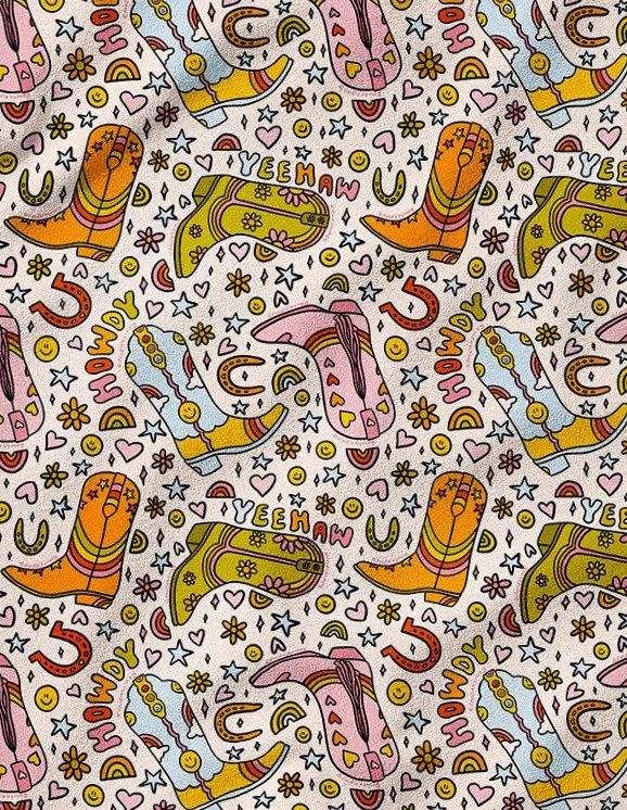 Rainbow Cowboy Boots Welcome Mat