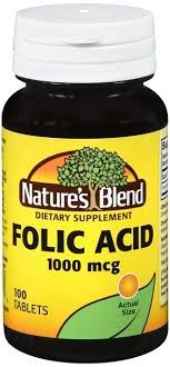Folic Acid - 1000mcg, 100 Tablets