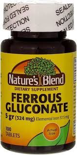 Iron - Ferrous Gluconate - 325 mg, 100 Tablets