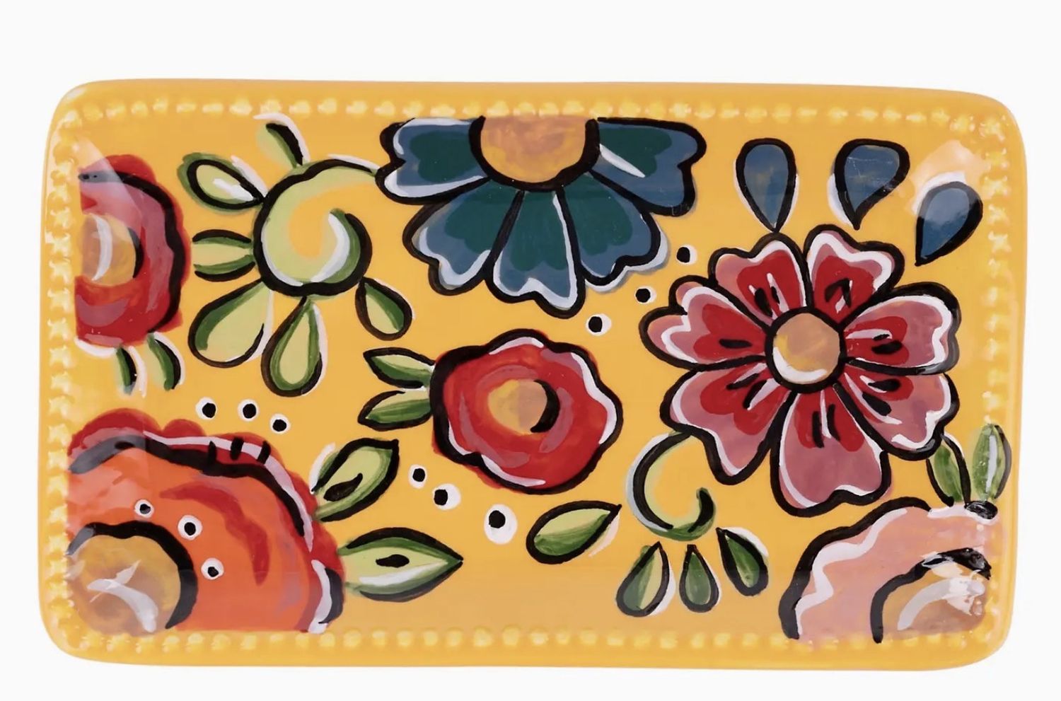 Yellow Floral Trinket Tray