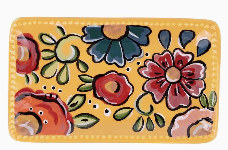 Yellow Floral Trinket Tray