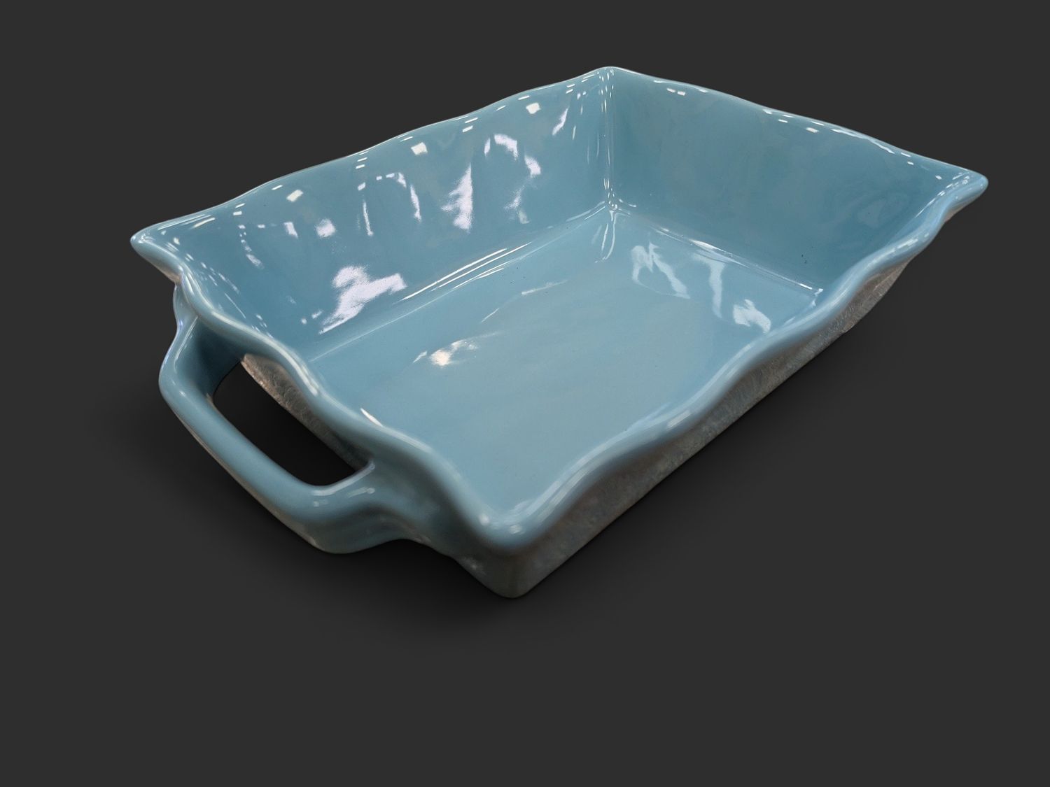 Aqua Rectangle Scalloped Baker