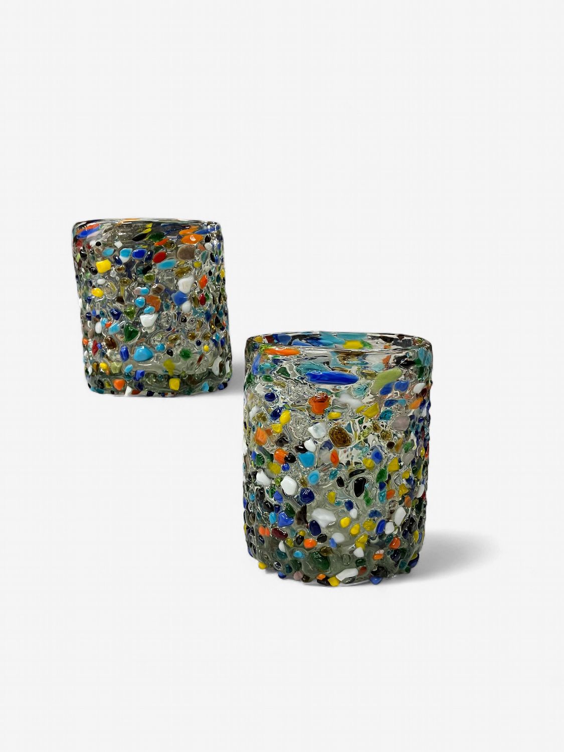 Hand Blown Confetti Mexican Rocks Glass