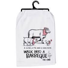 A Cow, Pig &amp; Chicken BBQ Kitchen Towel