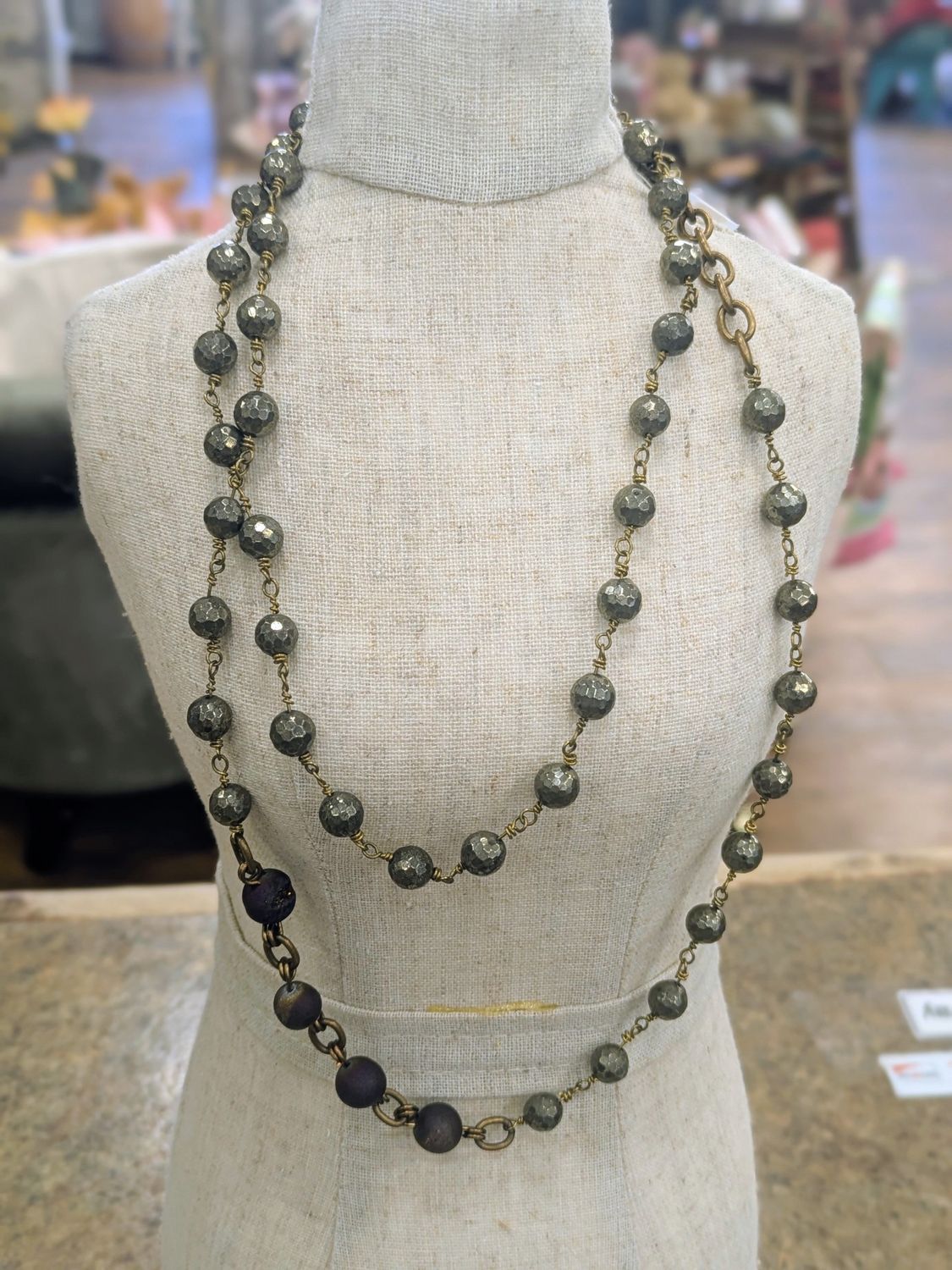 Believe Medium Faceted Bead Necklace - Nickel Colored