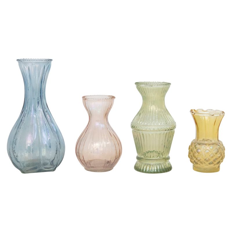 Pink Debossed Glass Vase 4.25" H