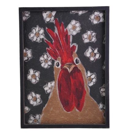 Wood Framed Wall Décor with Pattern &amp; Animal Image