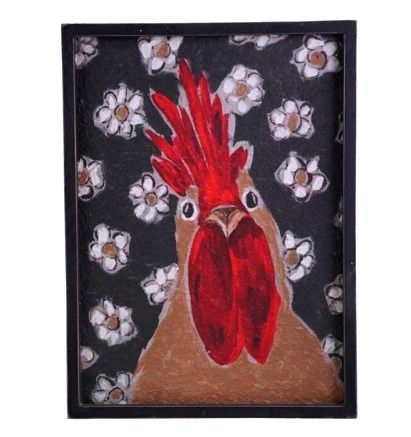 Wood Framed Wall Décor with Pattern &amp; Animal Image