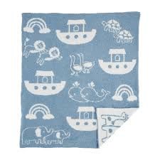 Noah’s  Ark  Chenille  Blanket  Blue