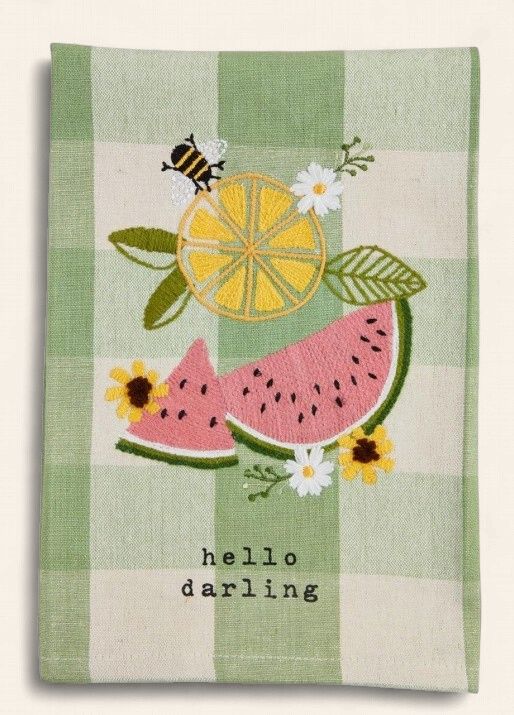 Hello Darling Embroidered Towel