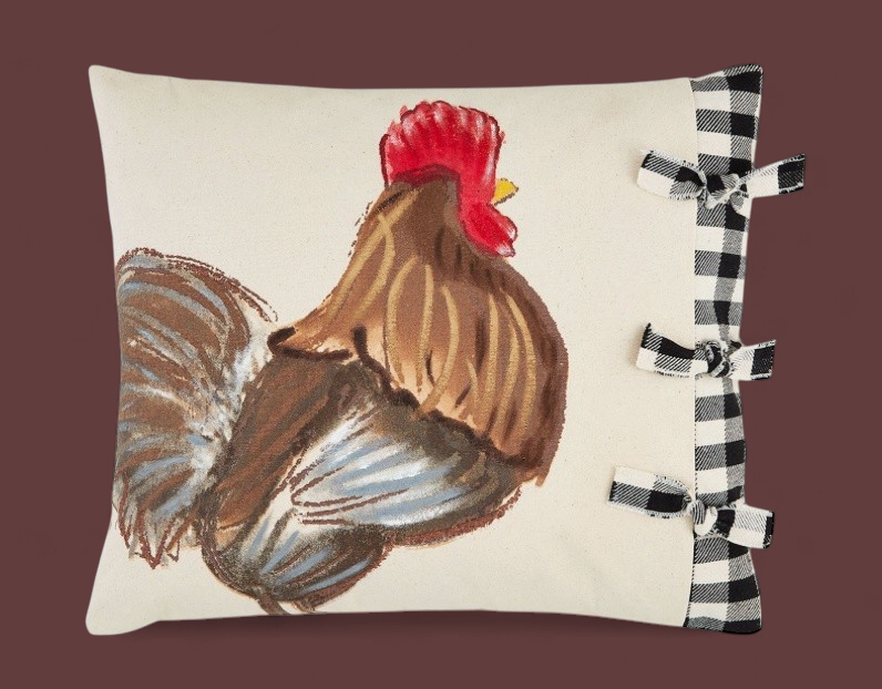 Hand Painted Chicken Pillow