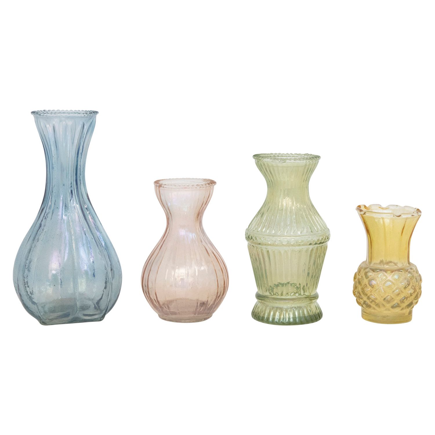 Blue Debossed Vase 6.5" H