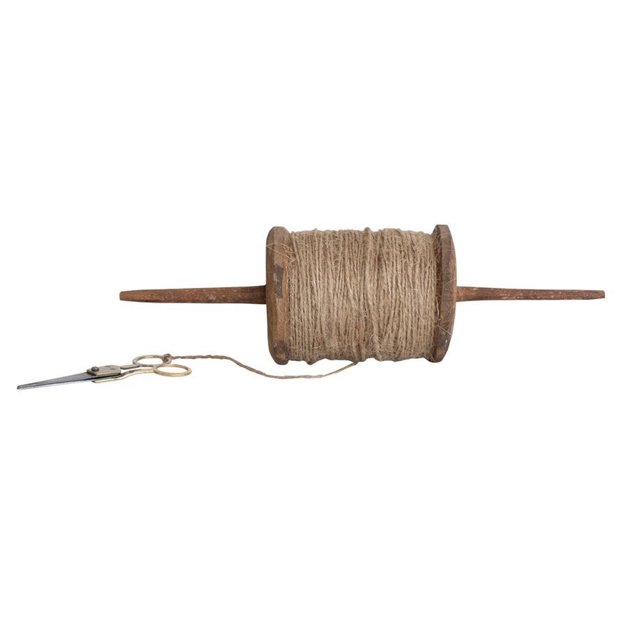 Reclaimed  Wood  Spool  w/ Scissors