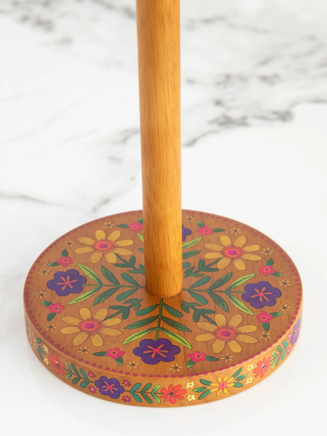 Wooden Folk Flower Paper Towel Holder
