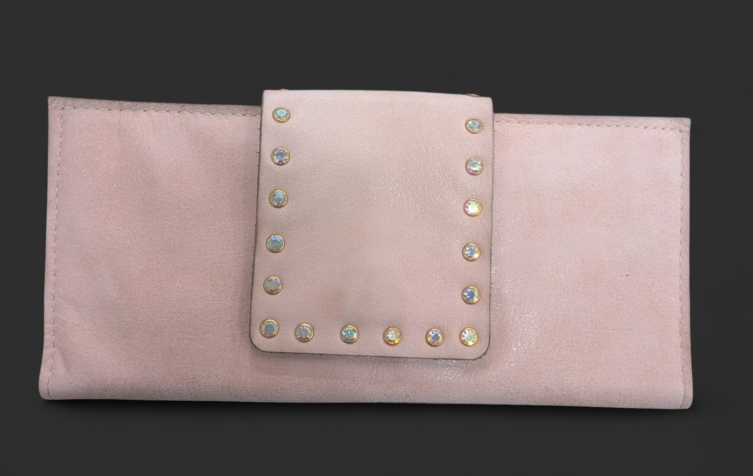 Pink Studded Wallet Clutch