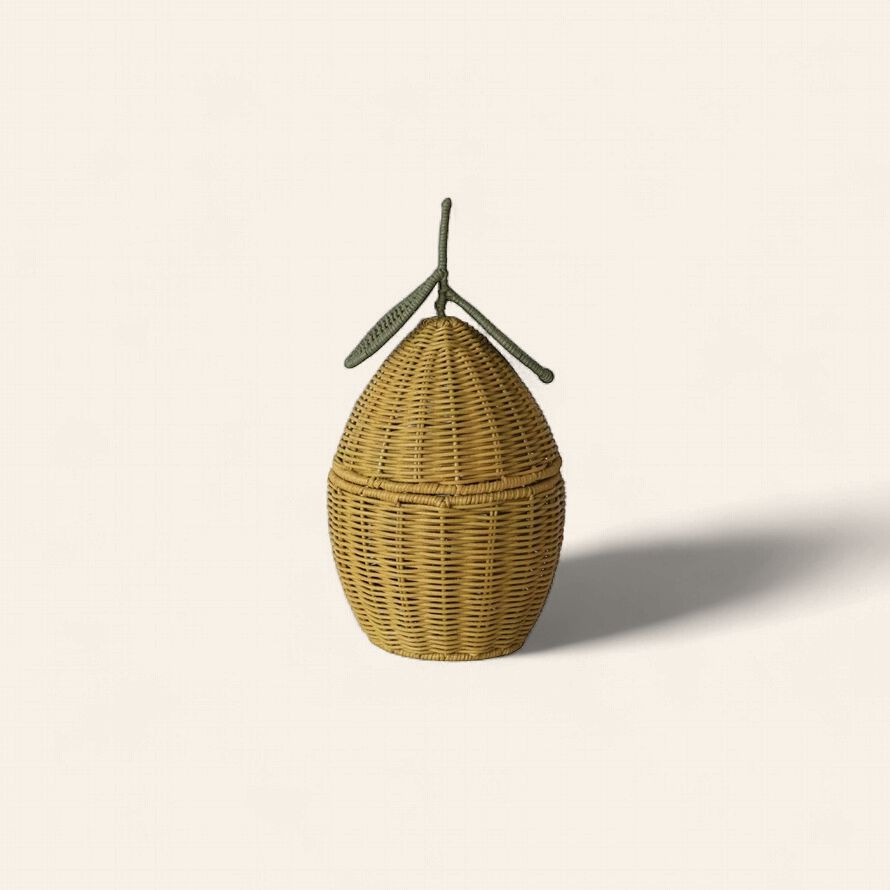 Hand-Woven Rattan Lemon Shaped Basket