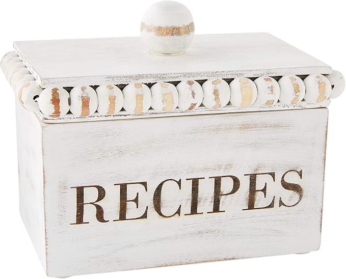 White Beaded Recipe Box