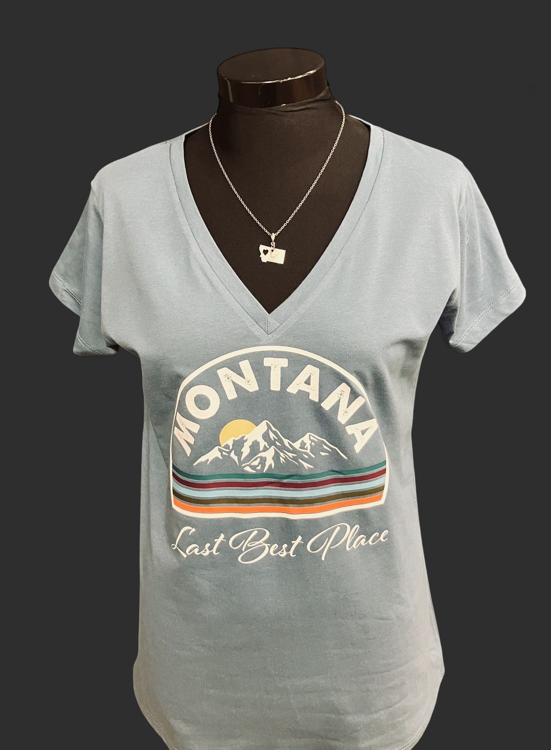 "Montana Last Best Place" Lady's V-neck T-shirt Small