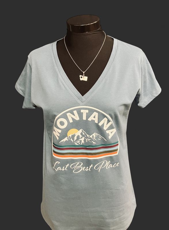 "Montana Last Best Place" Lady's V-neck T-shirt Small