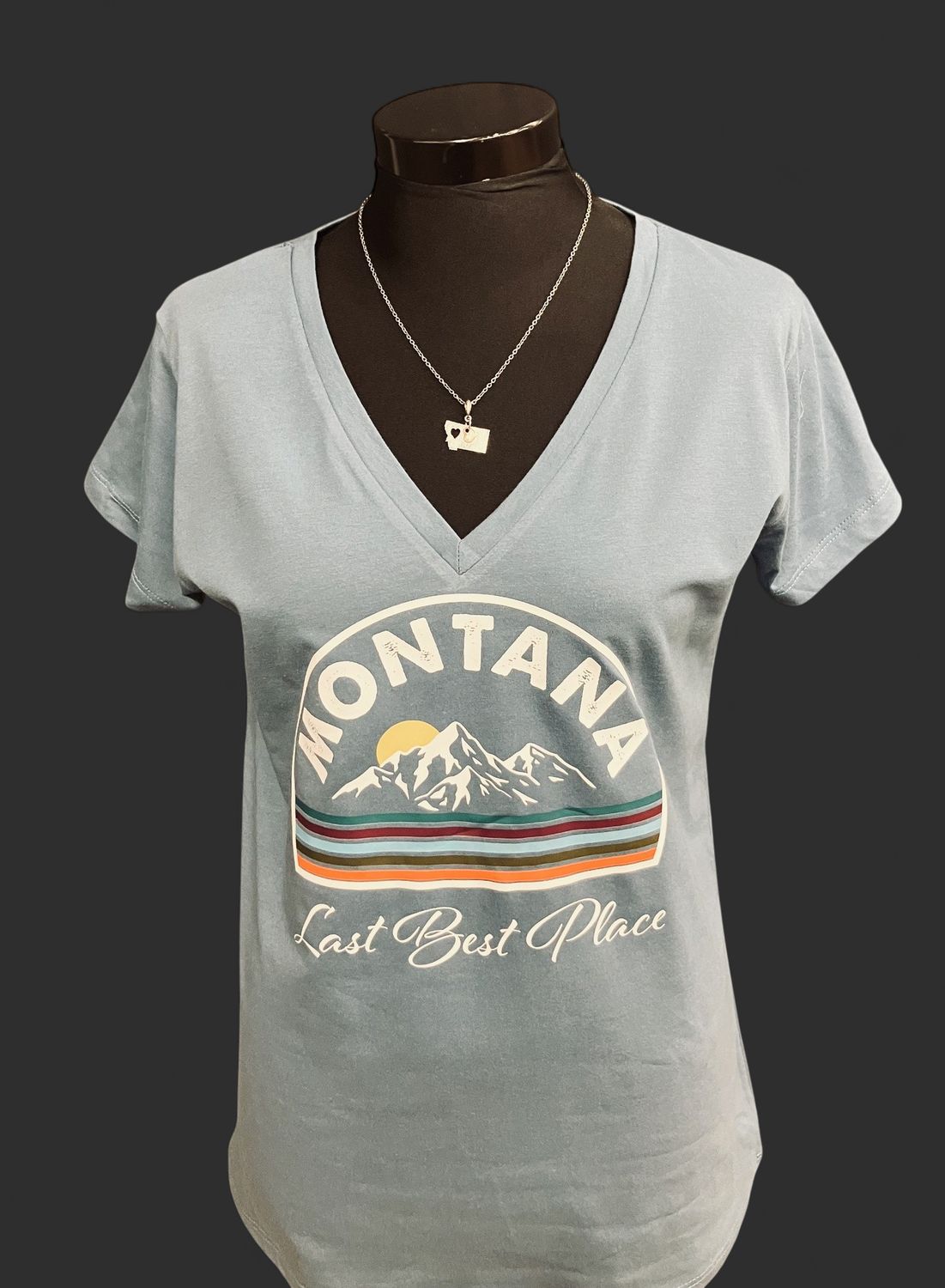 "Montana Last Best Place" Lady's V-neck T-shirt Small