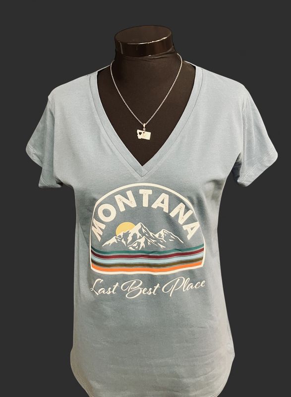 "Montana Last Best Place" Lady's V-neck T-shirt Small