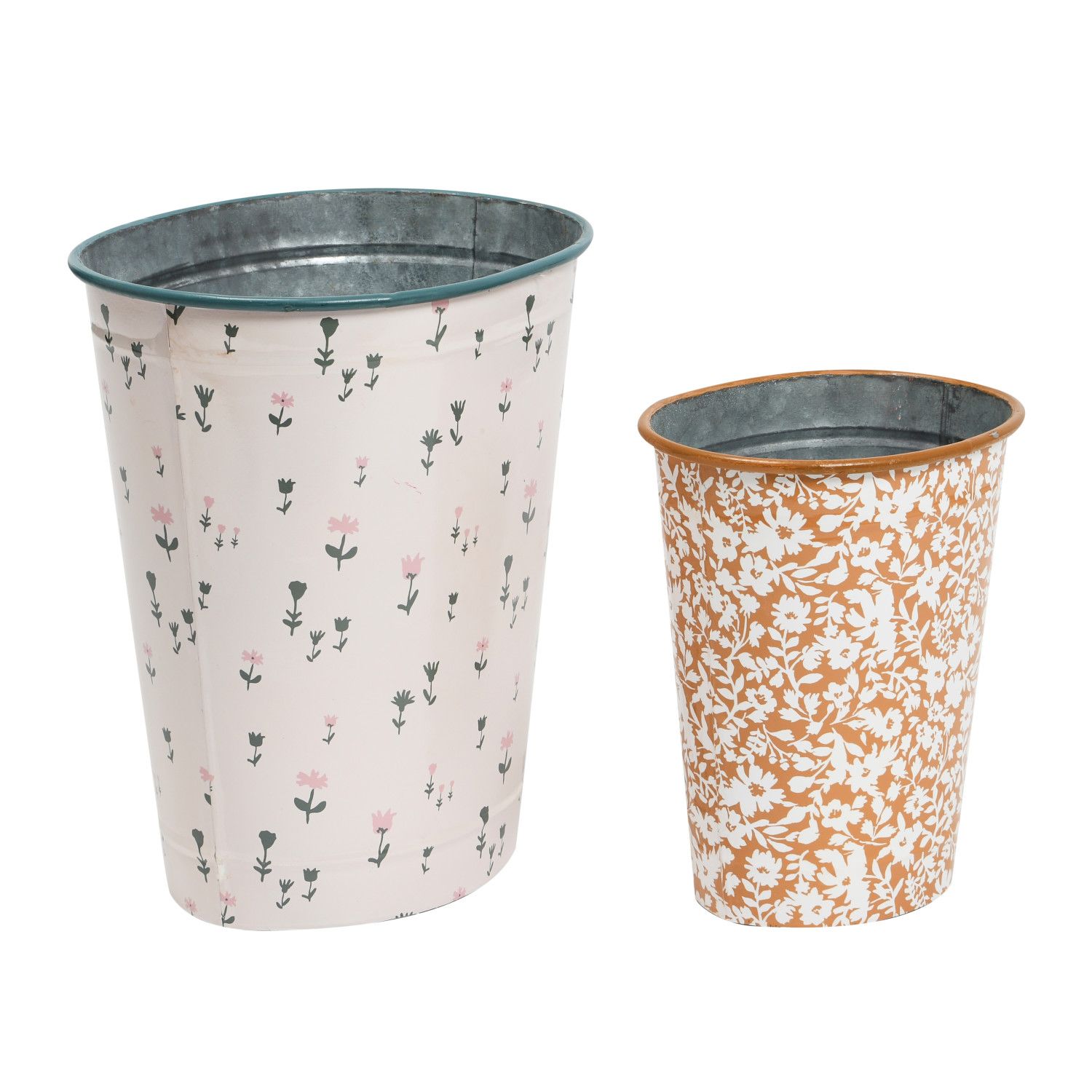 Metal Bin With Floral Print