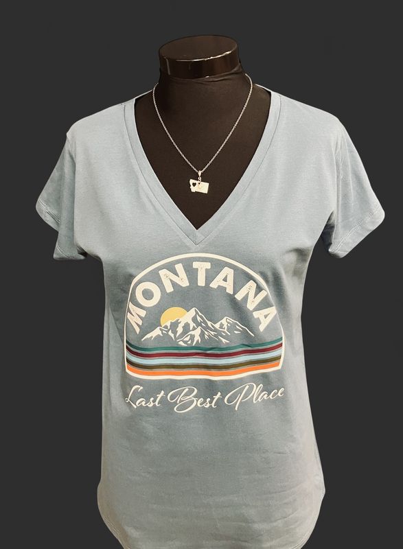 "Montana Last Best Place" Lady's V-neck T-shirt M