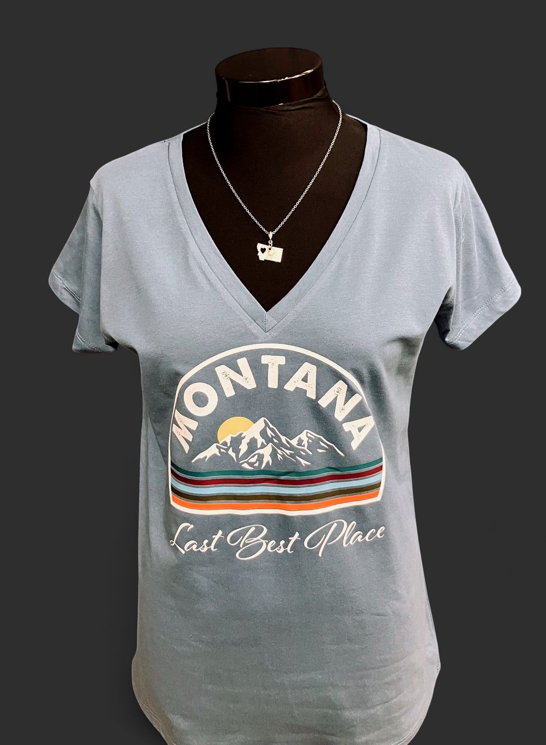 "Montana Last Best Place" Lady's V-neck T-shirt L