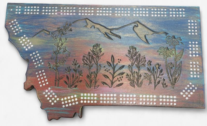 Montana Cribbage Board - Wildflowers