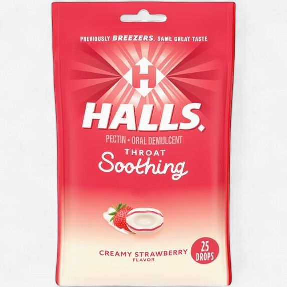 Halls Throat Soothing Drops - Creamy Strawberry