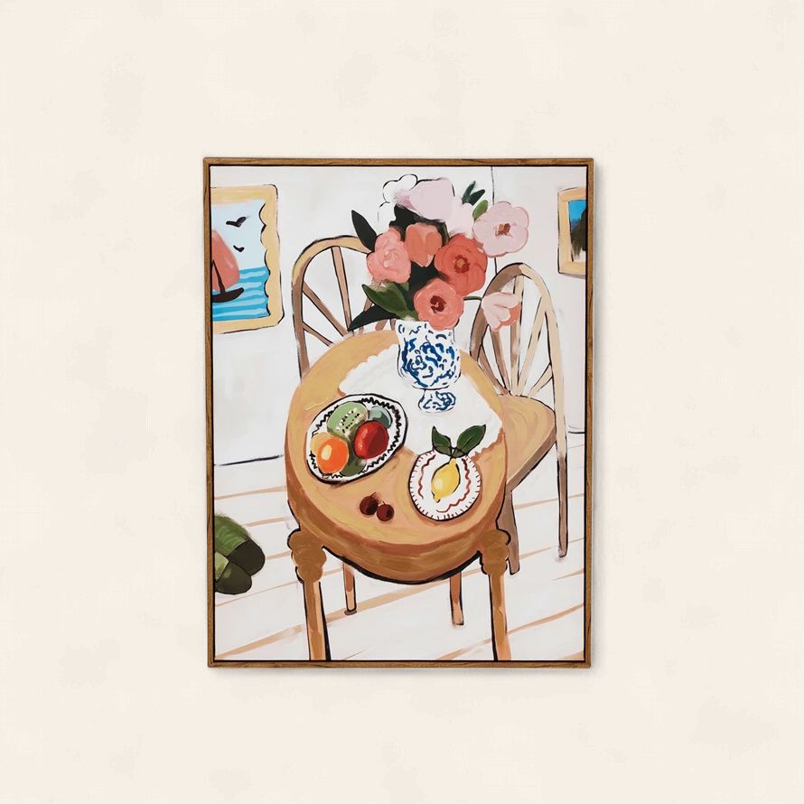 Hand Painted Wall Art - Flowers On Table
