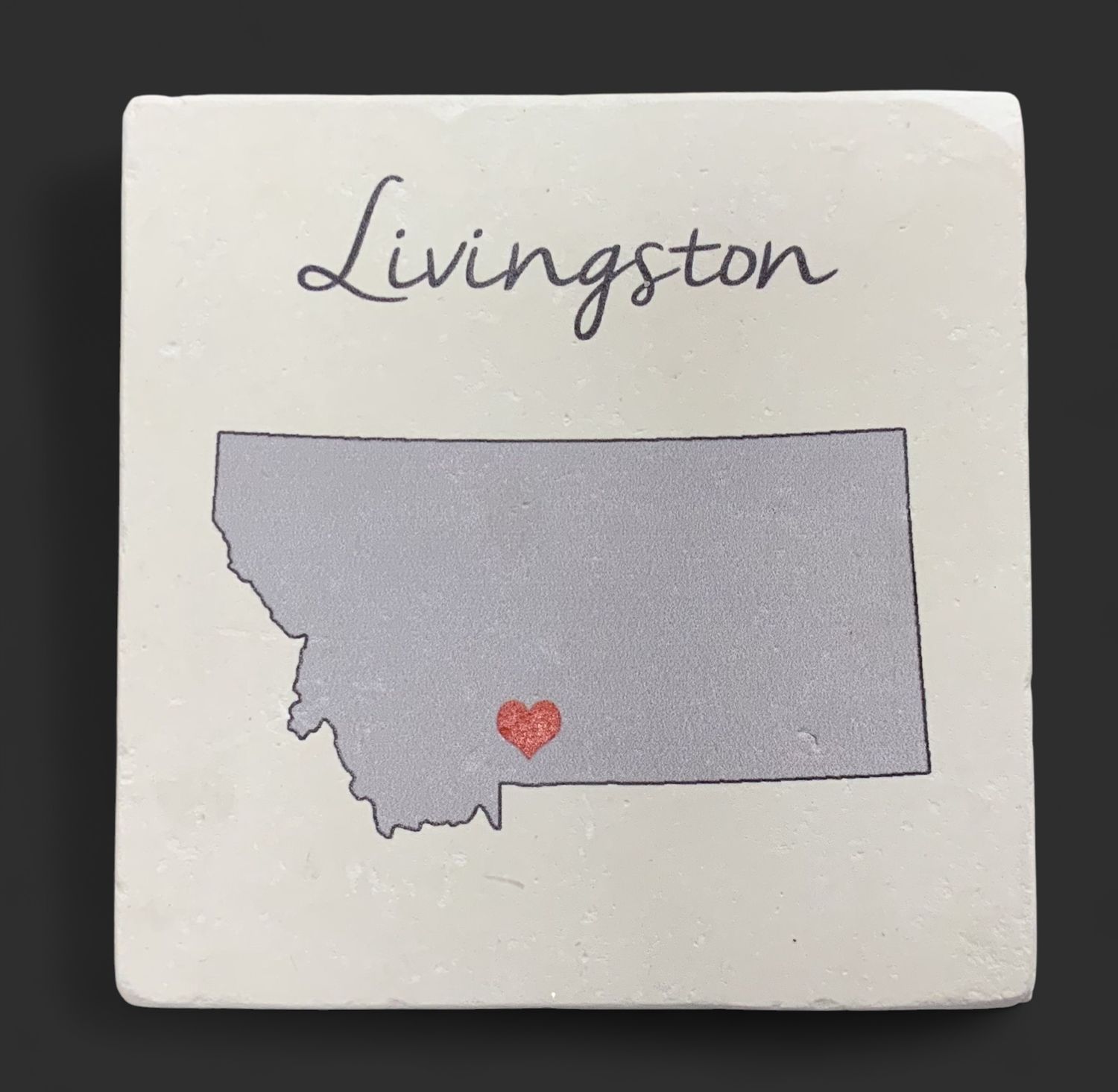 Livingston Montana Silhouette Heart Coaster