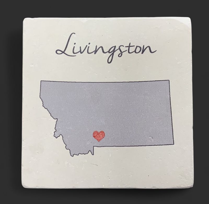 Livingston Montana Silhouette Heart Coaster
