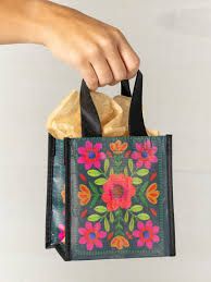 Small Happy Gift Bag - Dark Teal Flower