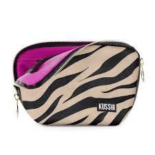 Kusshi Everyday Makeup Bag - Zebra With Fuschia Interior