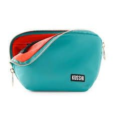 Kusshi Everyday Makeup Bag - Teal With Orange Interior