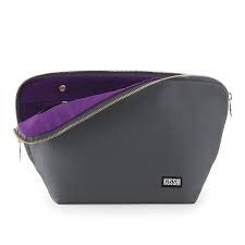Kusshi Everyday Makeup Bag - Grey With Purple Interior