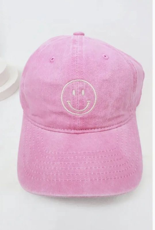 Smiley Face Embroidered Baseball Cap
