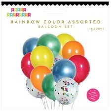 Rainbow Color Assorted Balloon Set - 12 ct