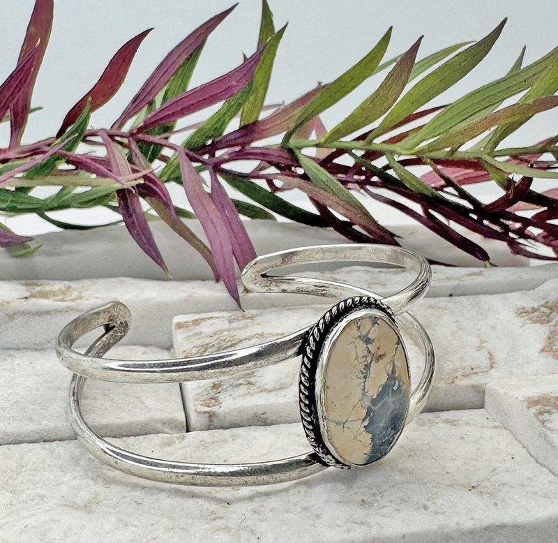 Stone Cuff Bracelet Bumble Bee Jasper