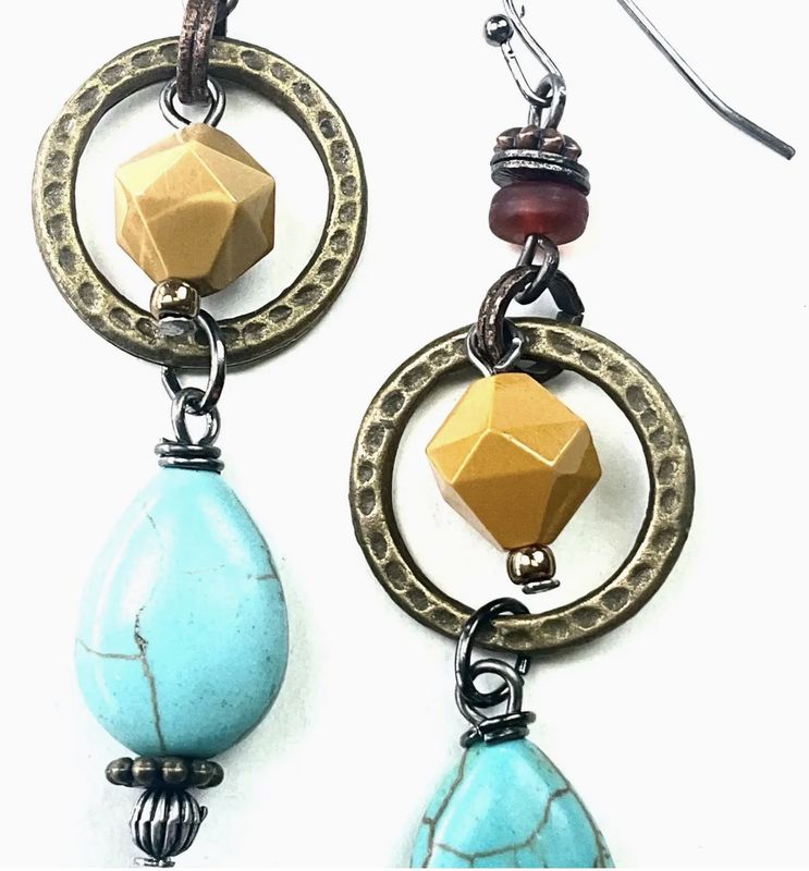 Ring &amp; Beaded  Linear Earrings