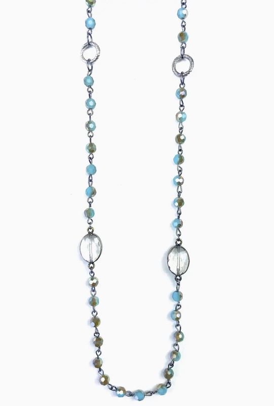 Long Thin Rosaried Turquoise beaded Neck