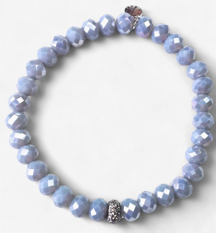 Faceted Glass Stretch Gray 8 mm